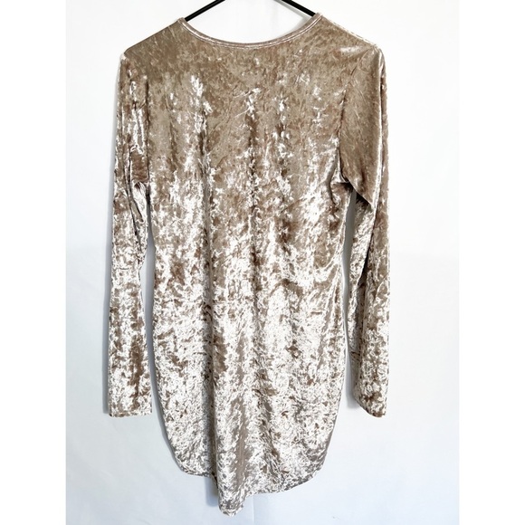 Windsor Champagne Velvet Long Sleeve Mini Dress - Picture 2 of 3